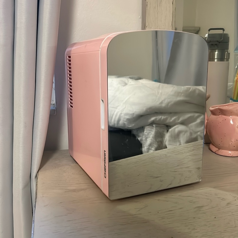Pink Mirror Skincare Mini Fridge
